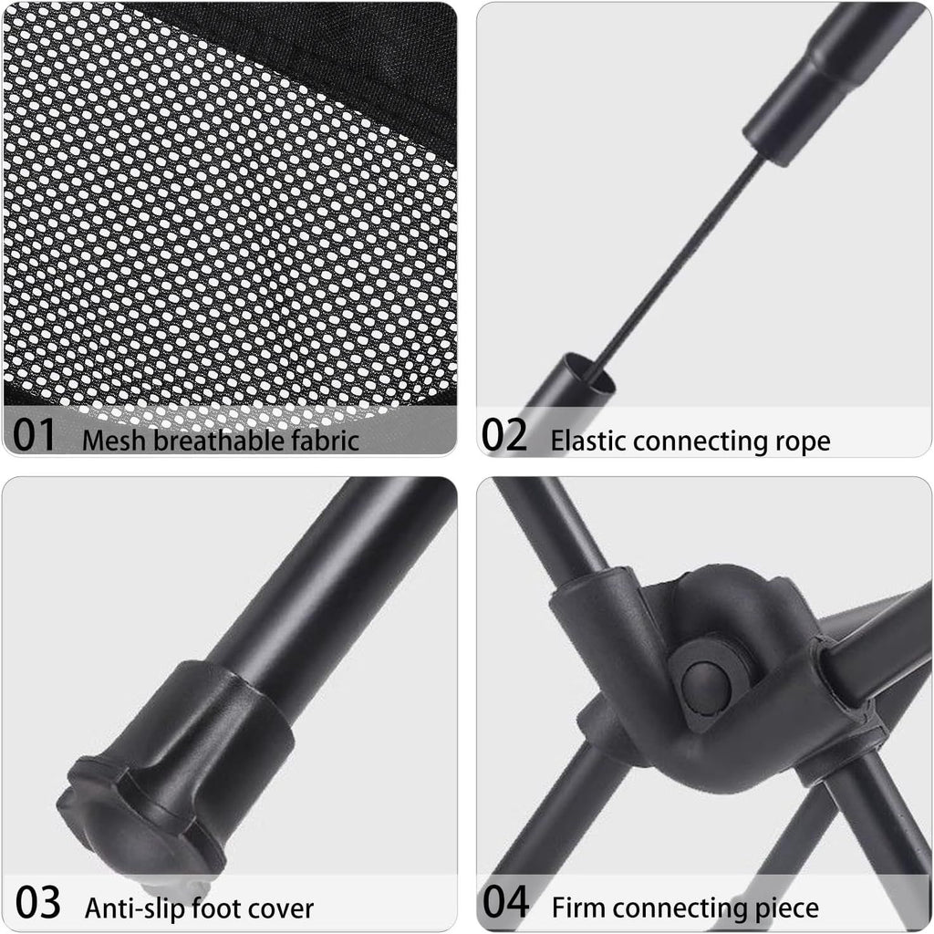 Portable Camping Chair Lightweight Foldable Outdoor Chair for Hiking Camp Backpacking Lawn Beach Fishing Picnic with Carry Bag (Black)