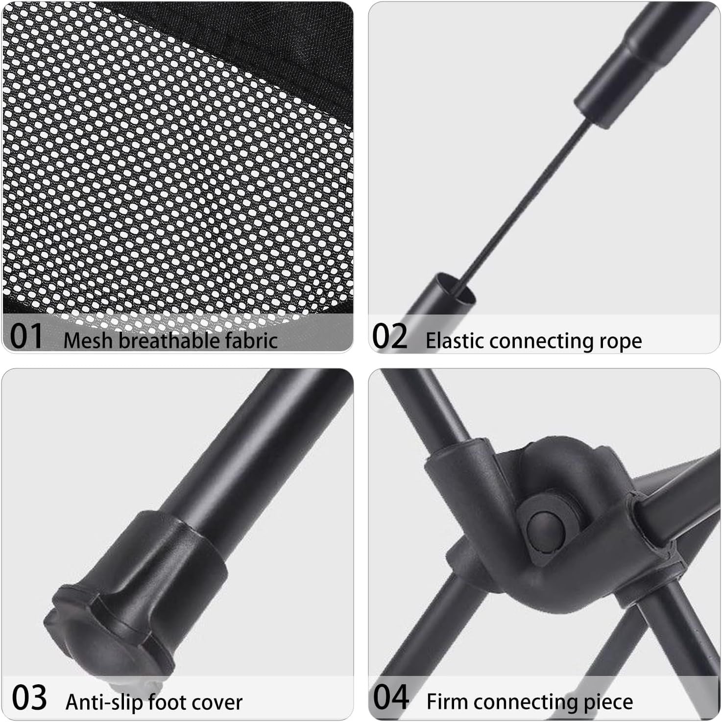 Portable Camping Chair Lightweight Foldable Outdoor Chair for Hiking Camp Backpacking Lawn Beach Fishing Picnic with Carry Bag (Black)