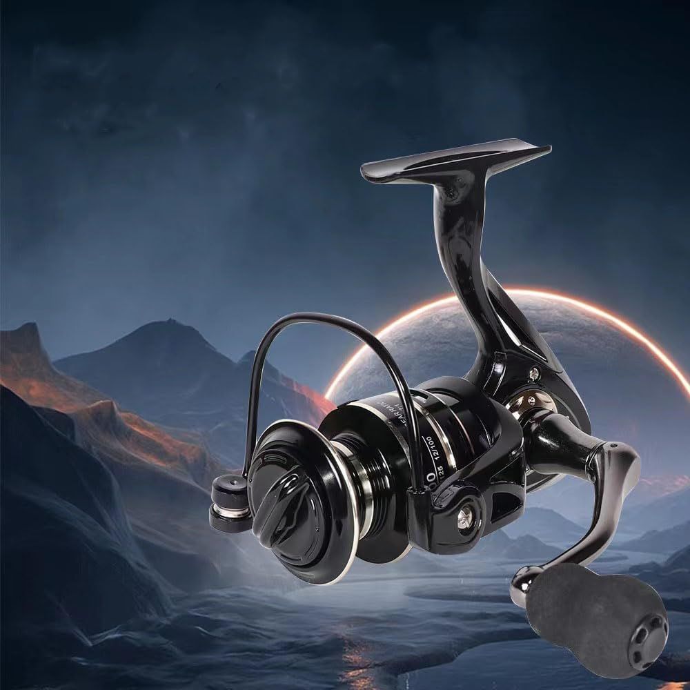 Fishing Reel All Metal Spinning - Ultra Smooth Saltwater & Freshwater - Corrosion Resistant Size: 1000, Colour: Red
