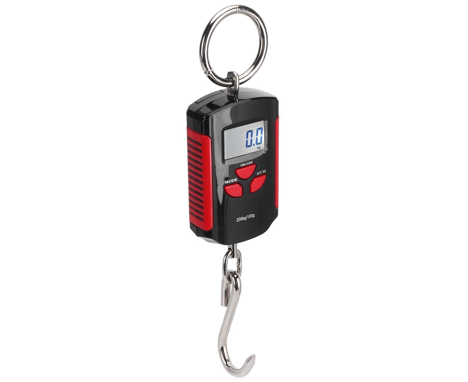 Portable Electronic Hanging Scale Digital LCD Backlit Display kg/lb/JIN 200KG W/HookRed Frame
