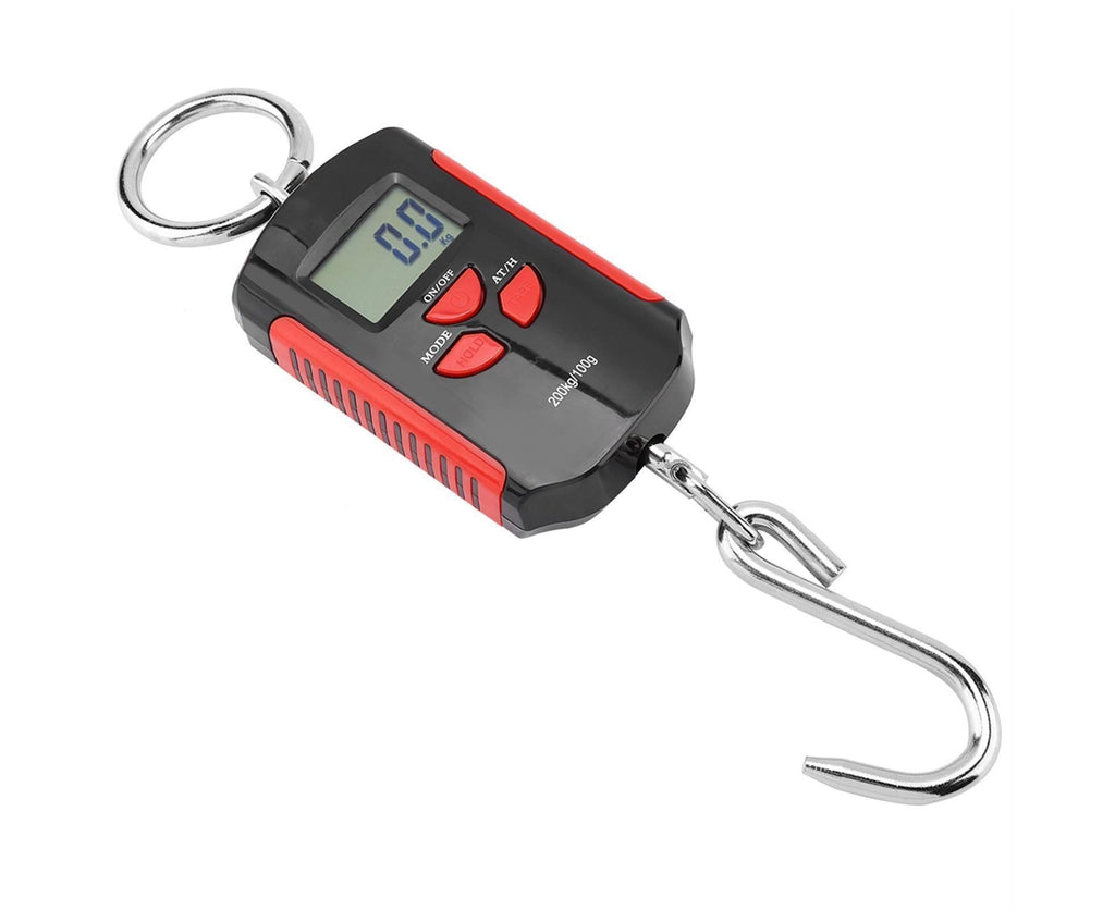 Portable Electronic Hanging Scale Digital LCD Backlit Display kg/lb/JIN 200KG W/HookRed Frame