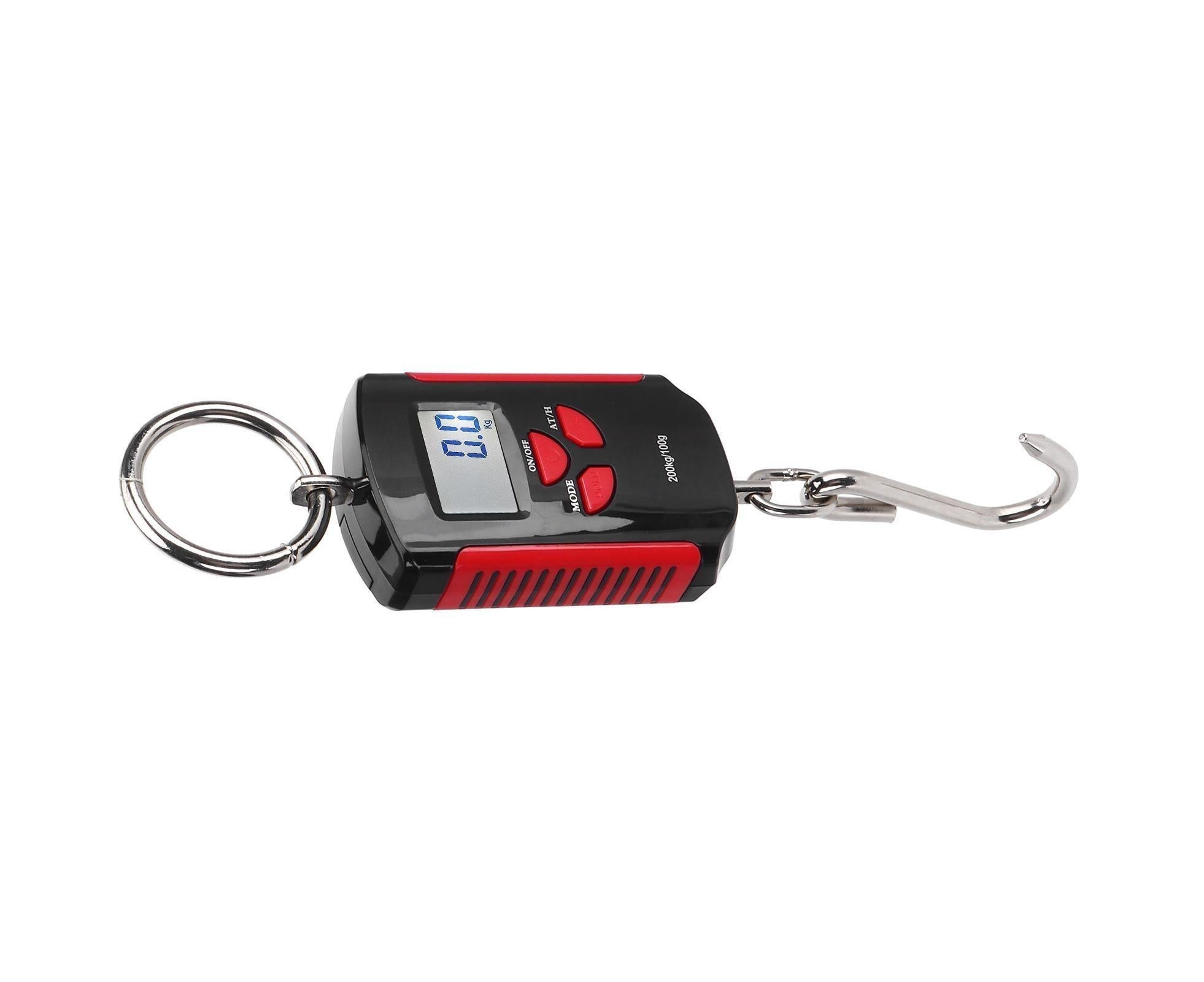Portable Electronic Hanging Scale Digital LCD Backlit Display kg/lb/JIN 200KG W/HookRed Frame