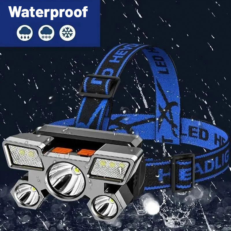 Outdoor Multi-Function LED Headlamp - 4-Level Dimmable Ideal for Night Fishing & Camping - Silver