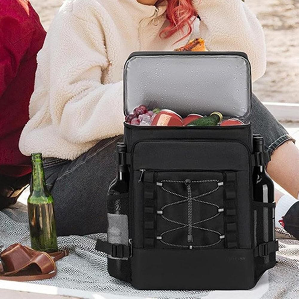 25L Insulated Cooler Backpack Freshness Preservation Backpack - Black