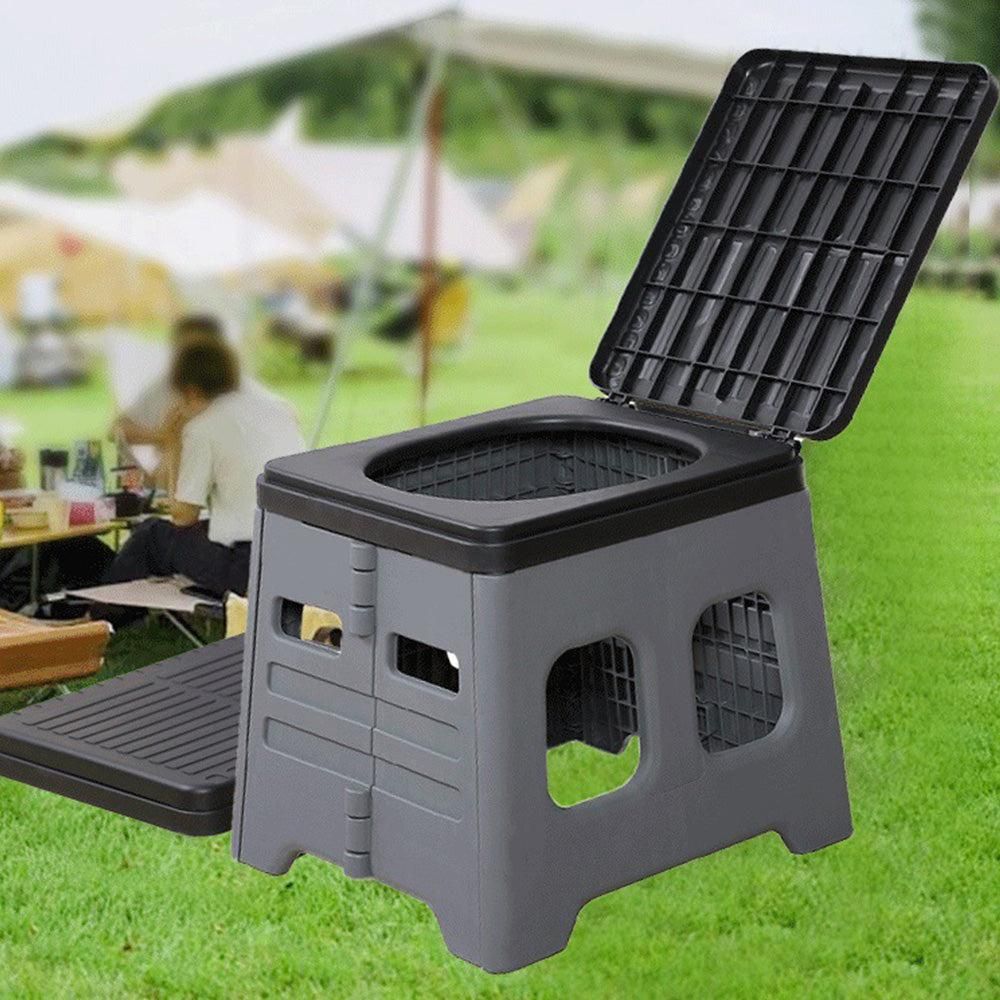 Portable Folding Toilet Seat for Camping and Travel Grey