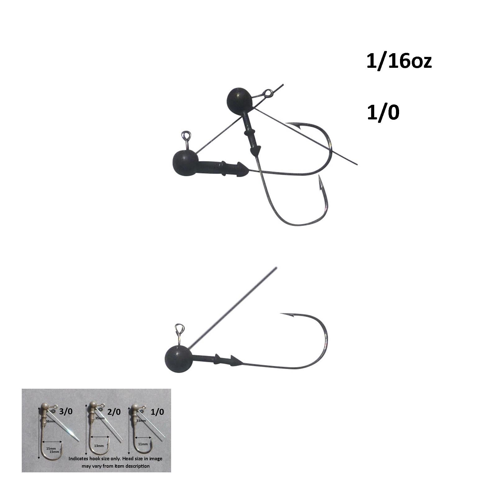 Vike 1/16 oz Weedless Round Jig Head with a Size 1/0 Hook Tungsten, 4 pack