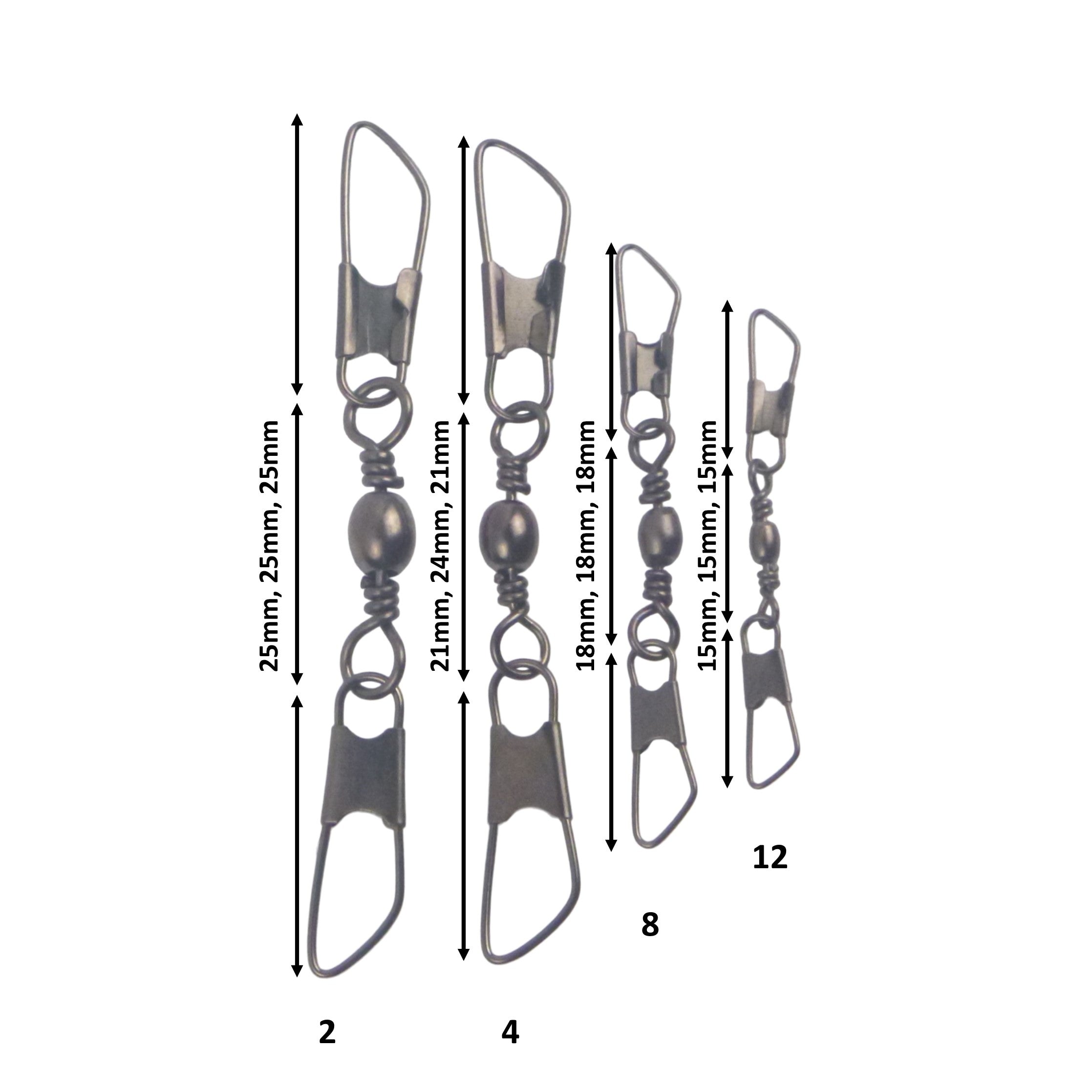 Swimerz Double Snap Barrel Swivels, Size 8, 15 pack