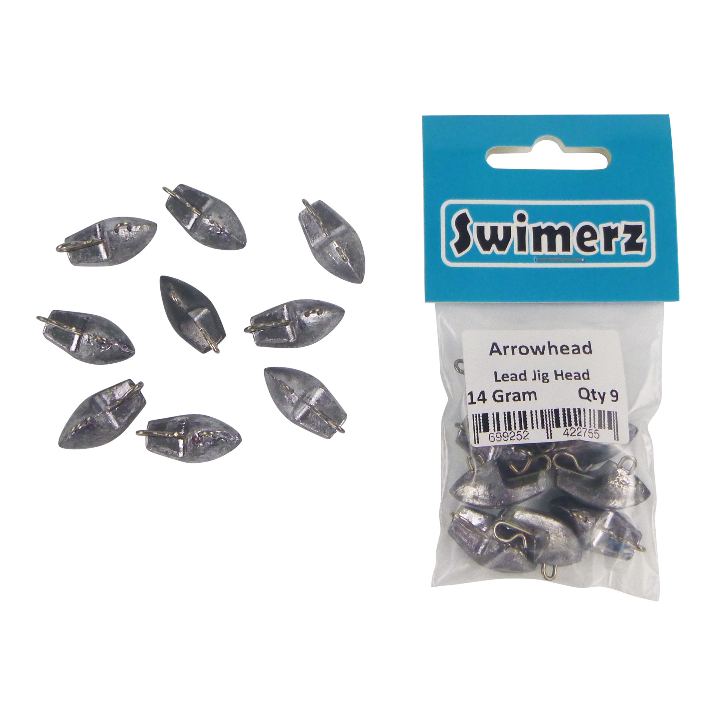 Swimerz 14gm Arrowhead Jig Head, 1/2oz, Lead, Qty 10