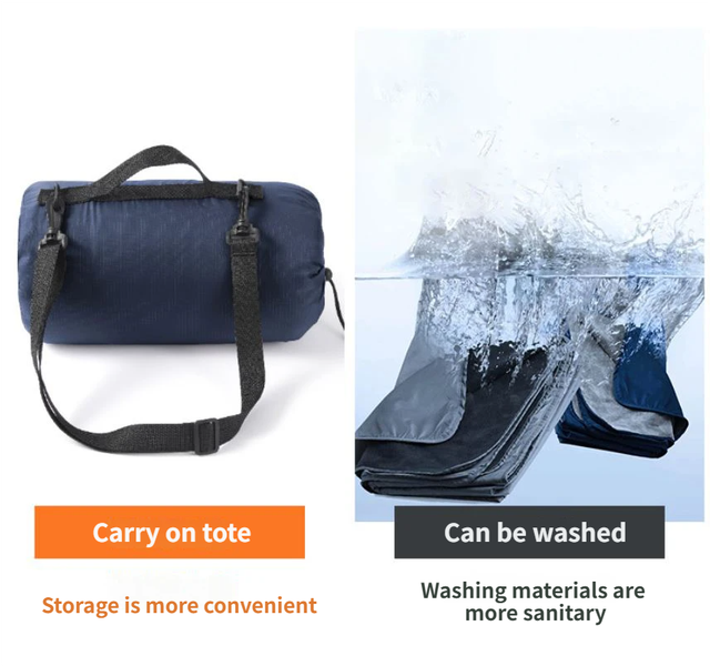 2-in-1 Winter Camping Warmth Kit with Carry Bag:  210 * 75cm Beige Portable Waterproof Warm Sleeping Bag and 200 * 140cm Large Black Double Layer Waterproof Fleece Camping Blanket for Hiking Travel Indoor Outdoor Use
