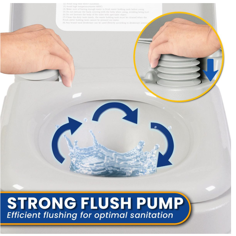 Portable Toilet for Camping, Wallaroo 20Litre Flushing Porta Potty